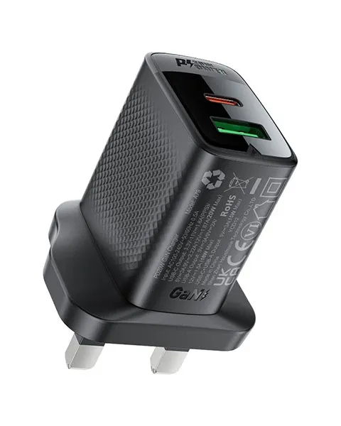  Acefast A79 Fast Charge Wall Charger PD20W (1xUSB-C + 1xUSB-A)-Black