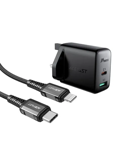 Acefast A8 Fast Charge Home Charger With Cabile PD32W USB-A To Lightning 