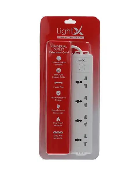  LightX Power Extension 4 Socket And 2m 2500W LX-1K4-2M
