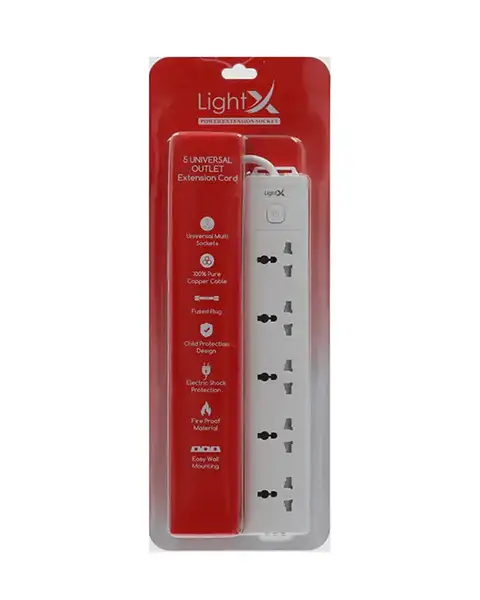  LightX Power Extension 5 Socket And 2M 2500W LX-1K5-2M