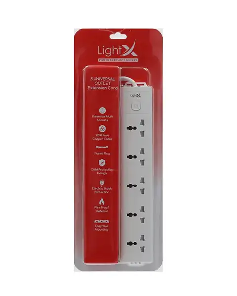 LightX Power Extension 5 Socket And 3M 2500W LX-1K5-3M