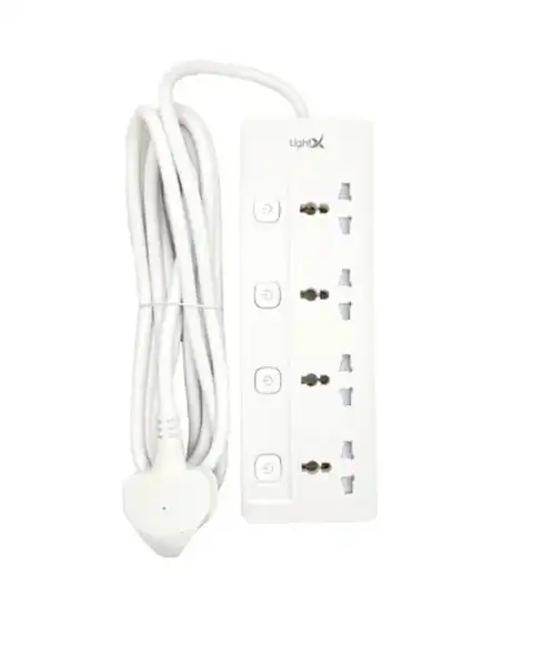 LightX Extension with Switch 4 Socket And 5m with Individual Switch 3250W SLX-1K4-5M