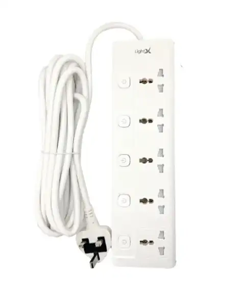 LightX Extension with Switch 5 Socket And 3m with Individual Switch 3250W SLX-1K5-3M