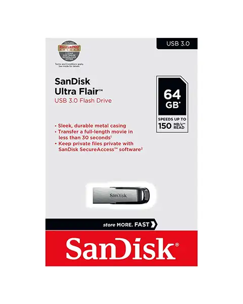  SanDisk Ultra Flair USB 3.0 64GB Flash Drive SDCZ73-064G-G46