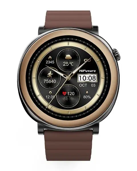  HiFuture AURORA Smartwatch with 1.43 AMOLED Display-Brown