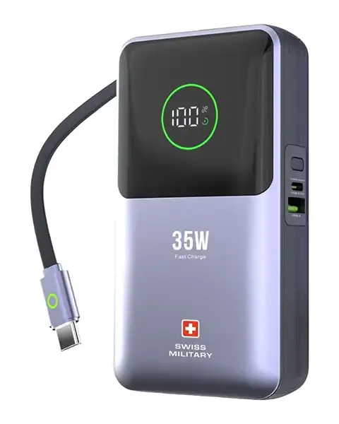 Swiss Military Power Bank 10000mAh 35W Fast Charging-Silver