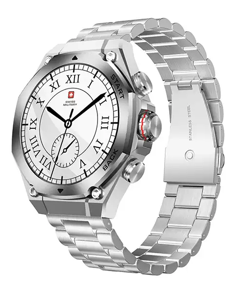 SwissMilitaryDOM6SmartWatchWithMetalStrap-Silver