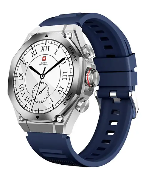 Swiss Military Dom 6 Smartwatch-silver With Blue Silicone Strap