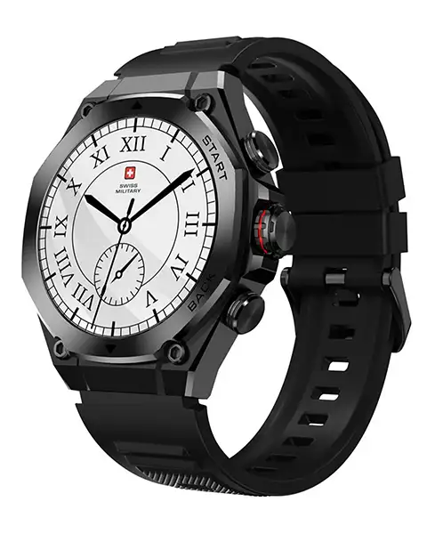 Swiss Military DOM 6 Smartwatch-Black With Black Silicone Strap
