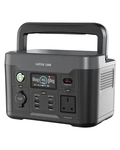 GreenLionPGX600PortablePowerStation65W240WSolarInput,300WACInput–Black
