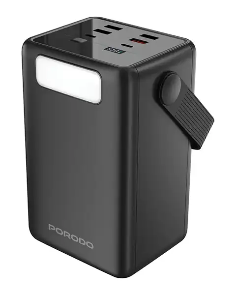 Porodo Lara 80000mAh Power Bank with Integrated Cables & Flashlight - Black