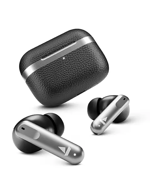 BoAt Airdopes 111v2 Premium Leather Finish 4Mics ENx, 50HRS Battery-Black