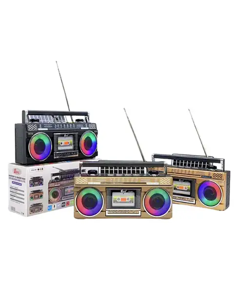 FP-363-S Radio Boombox Bluetooth Speaker – LED Lights FM/USB/TF/AUX Support