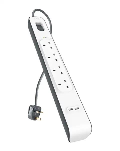 Belkin Power Strip Surge Plus Protector 4 Way Out 2 USB Out 2m