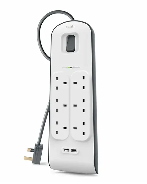 Belkin Power Strip Surge Plus Protector 6 Way Out2 USB Out- 2m