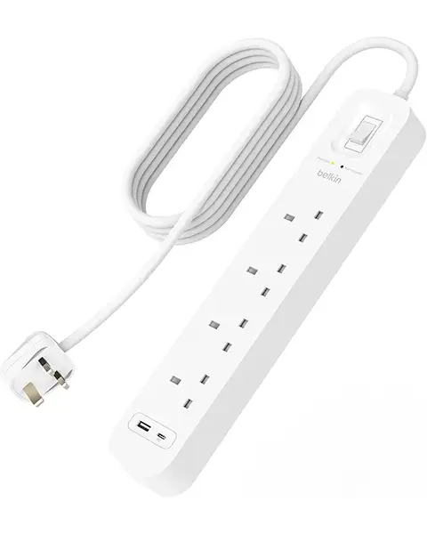 Belkin Power Strip Surge Protector 4 Way Out USB A / USB C Out - 2m