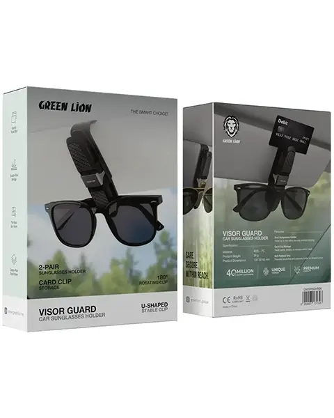 Green Lion Visor Guard Car Sunglasses Holder - Black