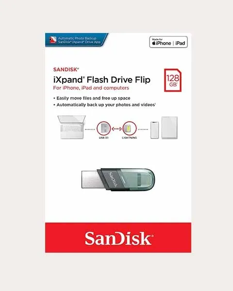 SanDisk iXpand USB 3.0 Flash Drive Flip 128GB for iOS and Windows