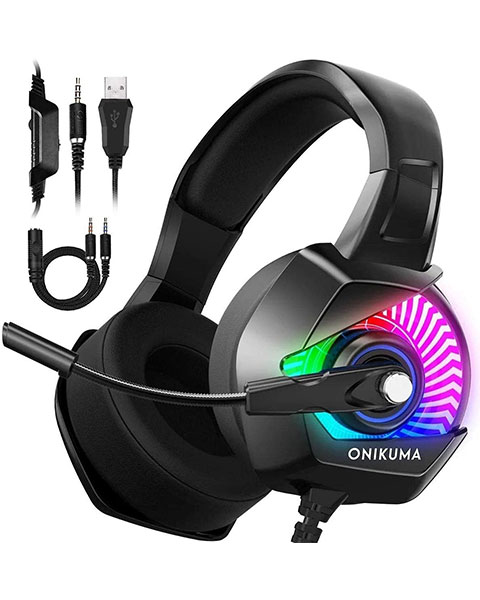  K6 Gaming Headset with RGB Light ONIKUMA K6 Stereo Gaming Headset for PS4