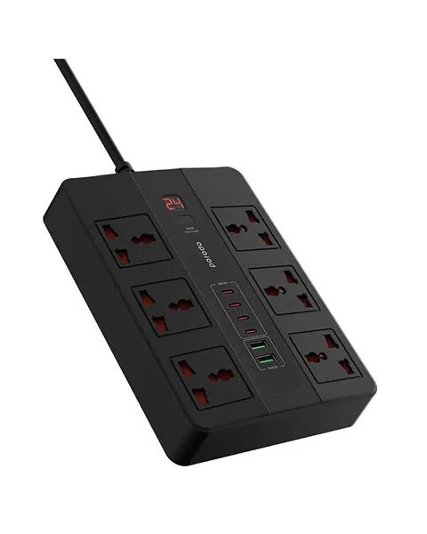  Porodo 6 AC 2 USB-A 24W and 4 USB-C PD 36W Multi-Port Super Hub 2M 3000W