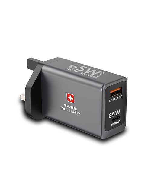  Swiss Military GaN Super Charger 65W with 1C and 1A Ports
