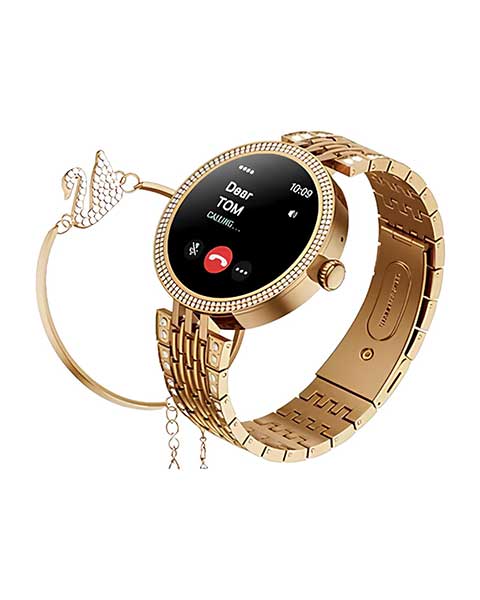  Haino Tako RW-19 Smart Watch Combo For Girls Women Gold