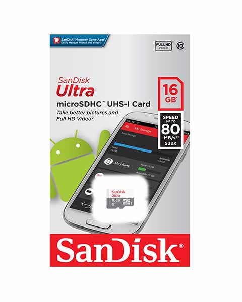 Sandisk Ultra Class 10 microSD Card 16GB