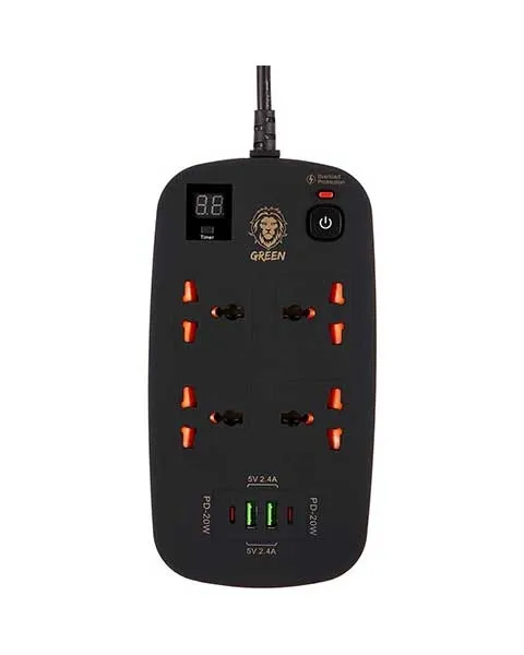 Green Lion 4 AC 2 USB And 2 USB-C PD 40W Multiport Smart Power Socket 3500W 3M