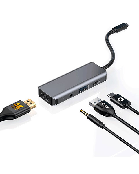 Porodo 4in1 USB C Hub Type C PD 100W HDMI USB