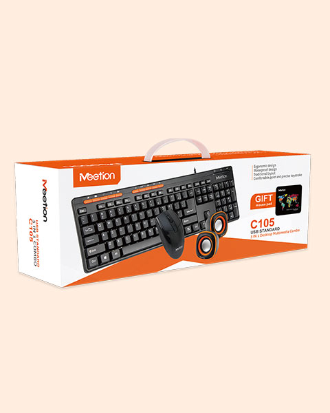 Meetion C105 3 in 1 Standard Keyboard, Mouse and Speaker Combo Set