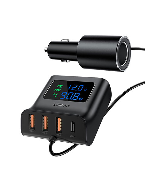 Acefast B8 Fast Charge Car Charger HUB(3xUSB-A+1xUSB-C)