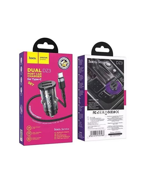 HOCO Car Charger DZ3 With Type-C Cable