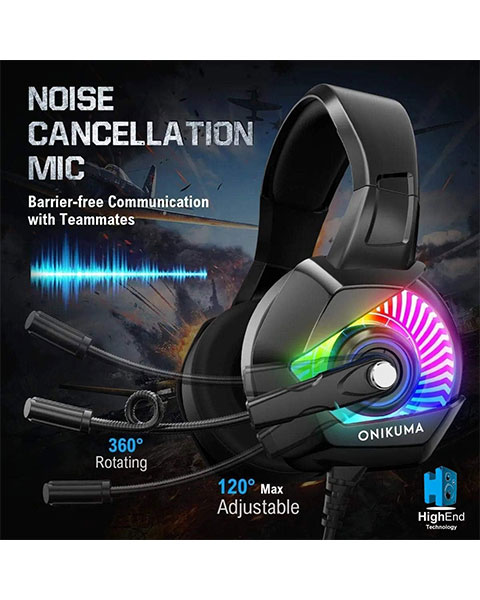 K6 Gaming Headset with RGB Light ONIKUMA K6 Stereo Gaming Headset for PS4