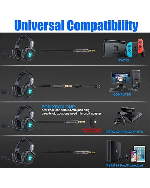 ONIKUMA K8 Professional Gaming Headset with LED Lights
