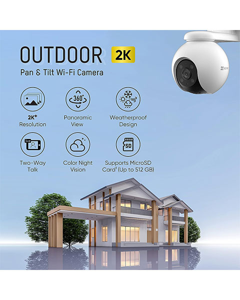 Online Shopping Qatar | Buy EZVIZ H8 Pro Outdoor Wi-Fi Camera 5MP 4mm 3K Resolution at NetplusQatar.com