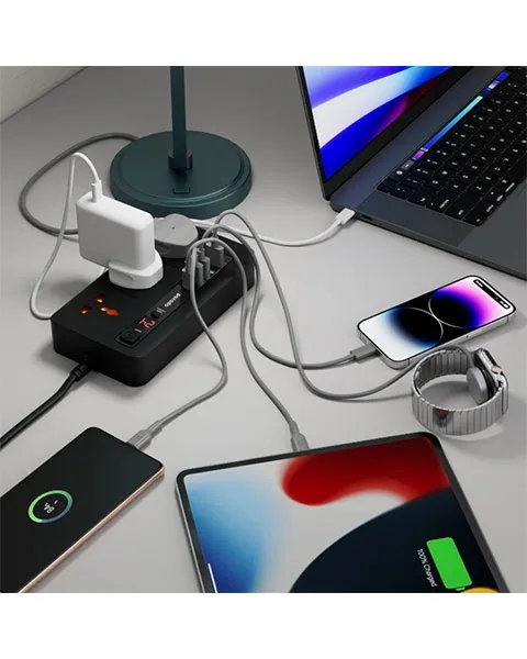 Porodo Multi-Port Power HUB 4 USB-A USB-C Ultimate Home Office Kit 2M