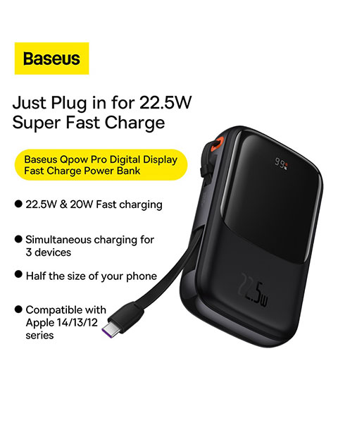 Baseus Power Bank Qpow Pro Digital Display Fast Charge 10000mAh 22.5W Type-C Edition