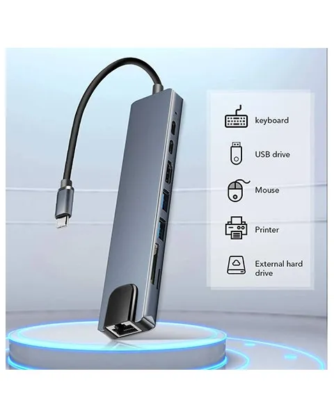 MIICAM USB C Hub 8 in 1 Multifunction Adapter