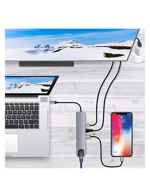 MIICAM USB C Hub 8 in 1 Multifunction Adapter