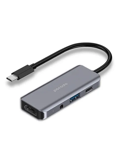 Porodo 4in1 USB C Hub Type C PD 100W HDMI USB