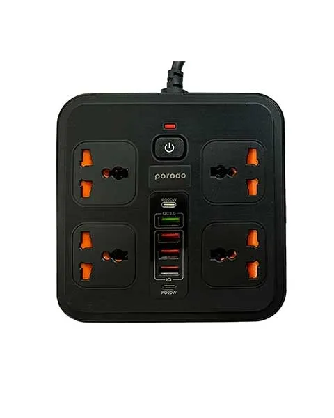 Porodo Multi-Port Super Hub 2 USB-C / 4 USB-A Universal AC Sockets