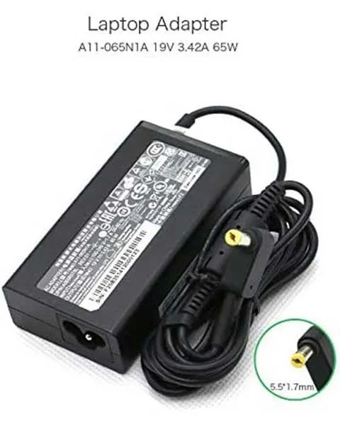 Acer Big Pin Laptop Charger 19V 3.42A 5.5MM 1.7MM 3 pin Power Cable