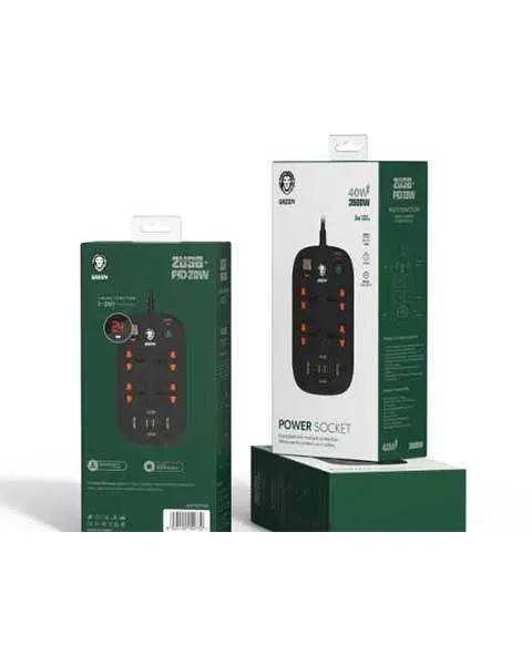 Green Lion 4 AC 2 USB And 2 USB-C PD 40W Multiport Smart Power Socket 3500W 3M