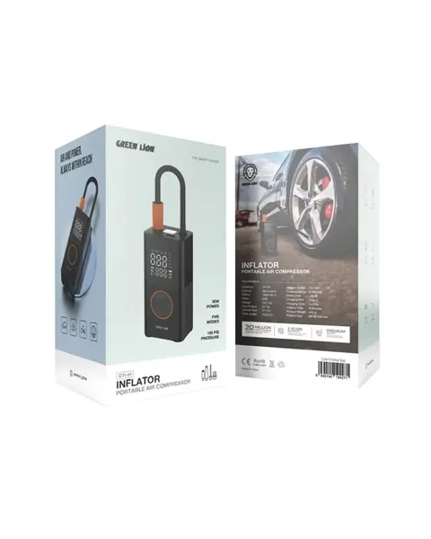Green Lion GTI-01 Inflator Portable Air Compressor - Black