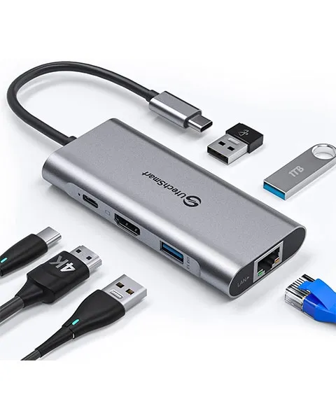 Aukey 6 in 1 USB-C Hub, 100 W, Black, CB-C75