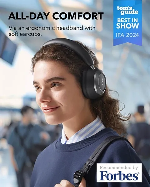  Anker Soundcore Space One Pro Hi-Res Wireless Audio Noise Cancelling Headphones Driven by 6 Mics