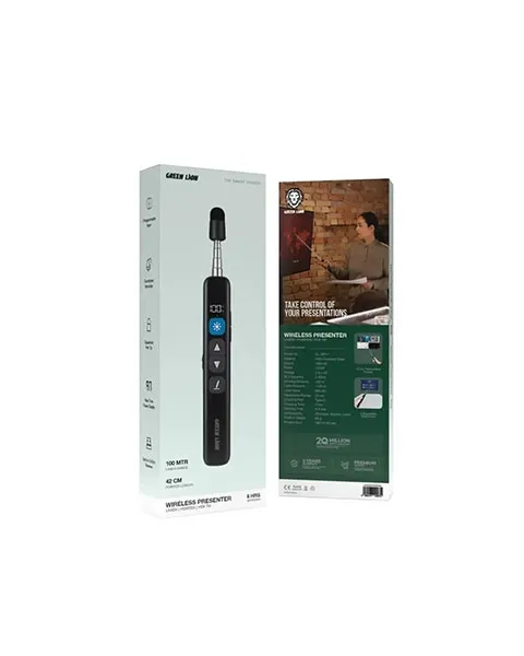  Green Lion Wireless Presenter with Retractable Pointer-Black