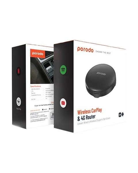PorodoAndroid13CarplayBox4GB-64GB-Black