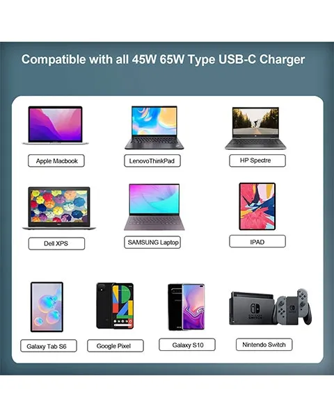 HP Laptop Charger 45W 19.5V USB Type C Pin Adapter