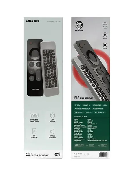 Green Lion 4 in 1 Wireless Remote With Keyboard-Black